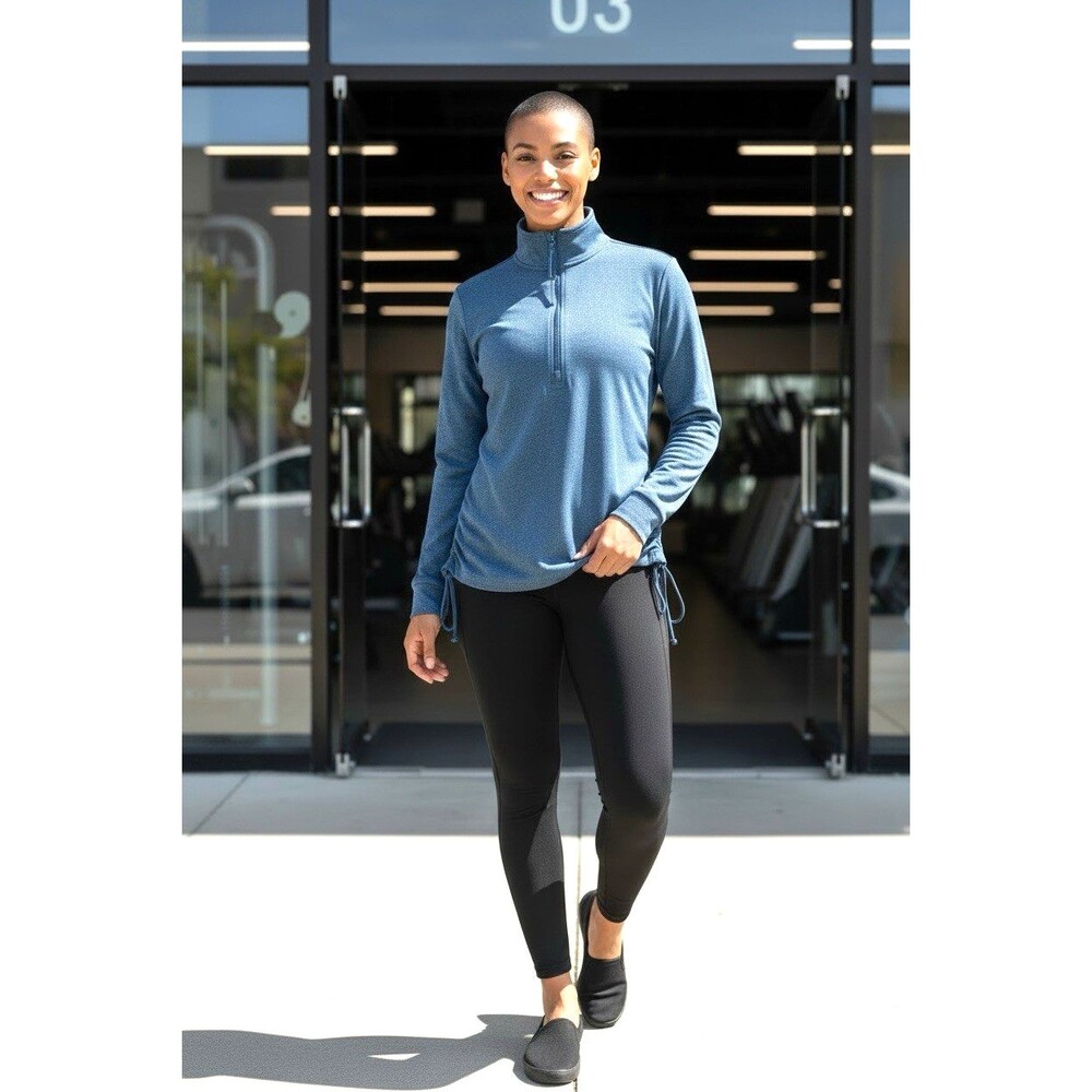 Carve Designs NEW womens performance shirt 1/2 zip ruched sides athleisure sz S